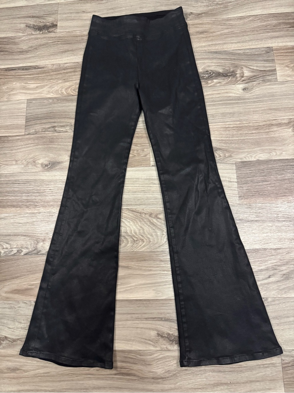 NWT Frame The Jet Set Flare Black Coated Stretch Denim Size 1